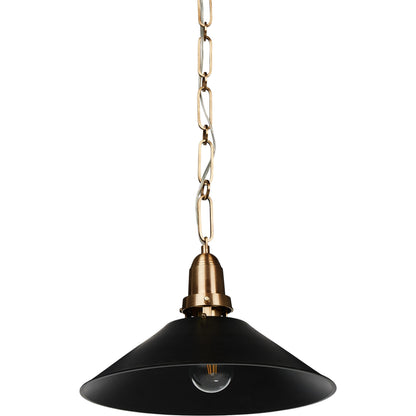 Nicholls Tapered Pendant by Four Hands in black aluminum enamel, cast brushed brass. Made from aluminum, brass, thermoplastic in a modern style.