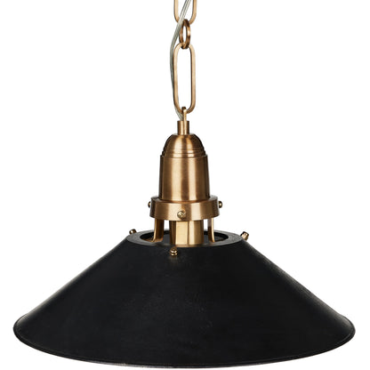 Nicholls Tapered Pendant by Four Hands in black aluminum enamel, cast brushed brass. Made from aluminum, brass, thermoplastic in a modern style.