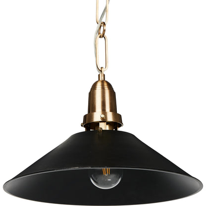 Nicholls Tapered Pendant by Four Hands in black aluminum enamel, cast brushed brass. Made from aluminum, brass, thermoplastic in a modern style.
