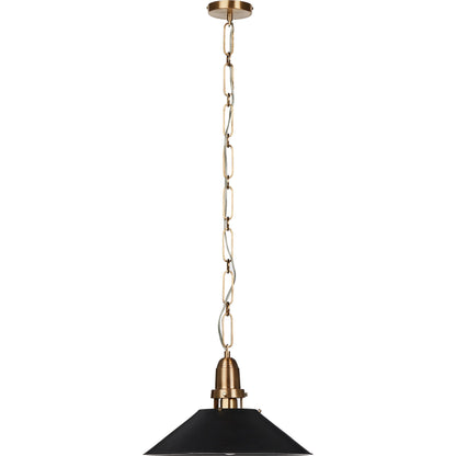 Nicholls Tapered Pendant by Four Hands in black aluminum enamel, cast brushed brass. Made from aluminum, brass, thermoplastic in a modern style.