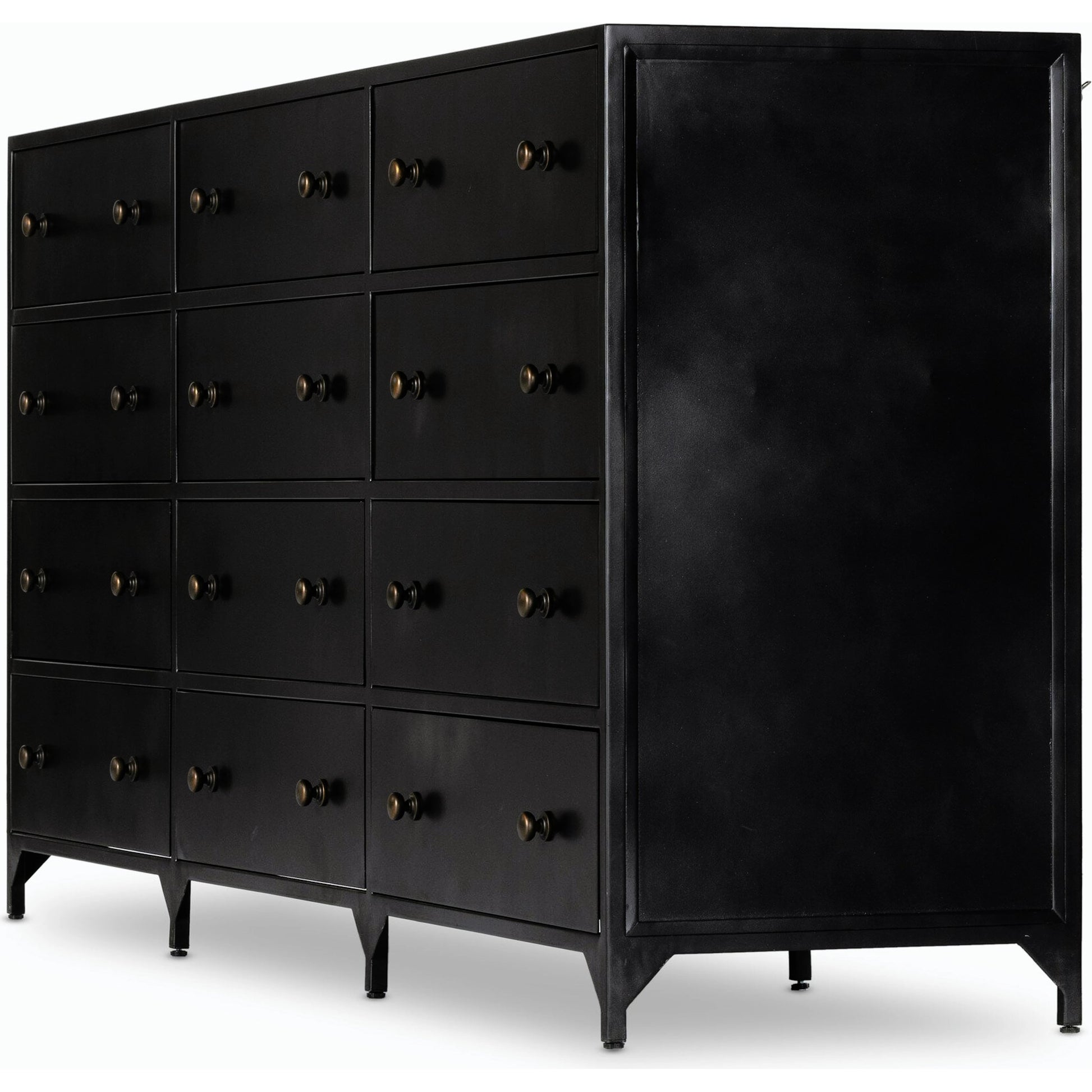Belmont 12 Drawer Dresser by Four Hands in black. Made from iron in a modern style.