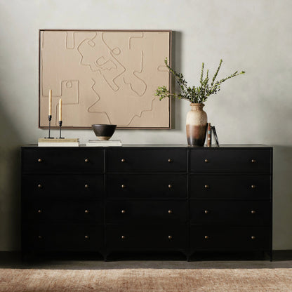 Belmont 12 Drawer Dresser by Four Hands in black. Made from iron in a modern style.