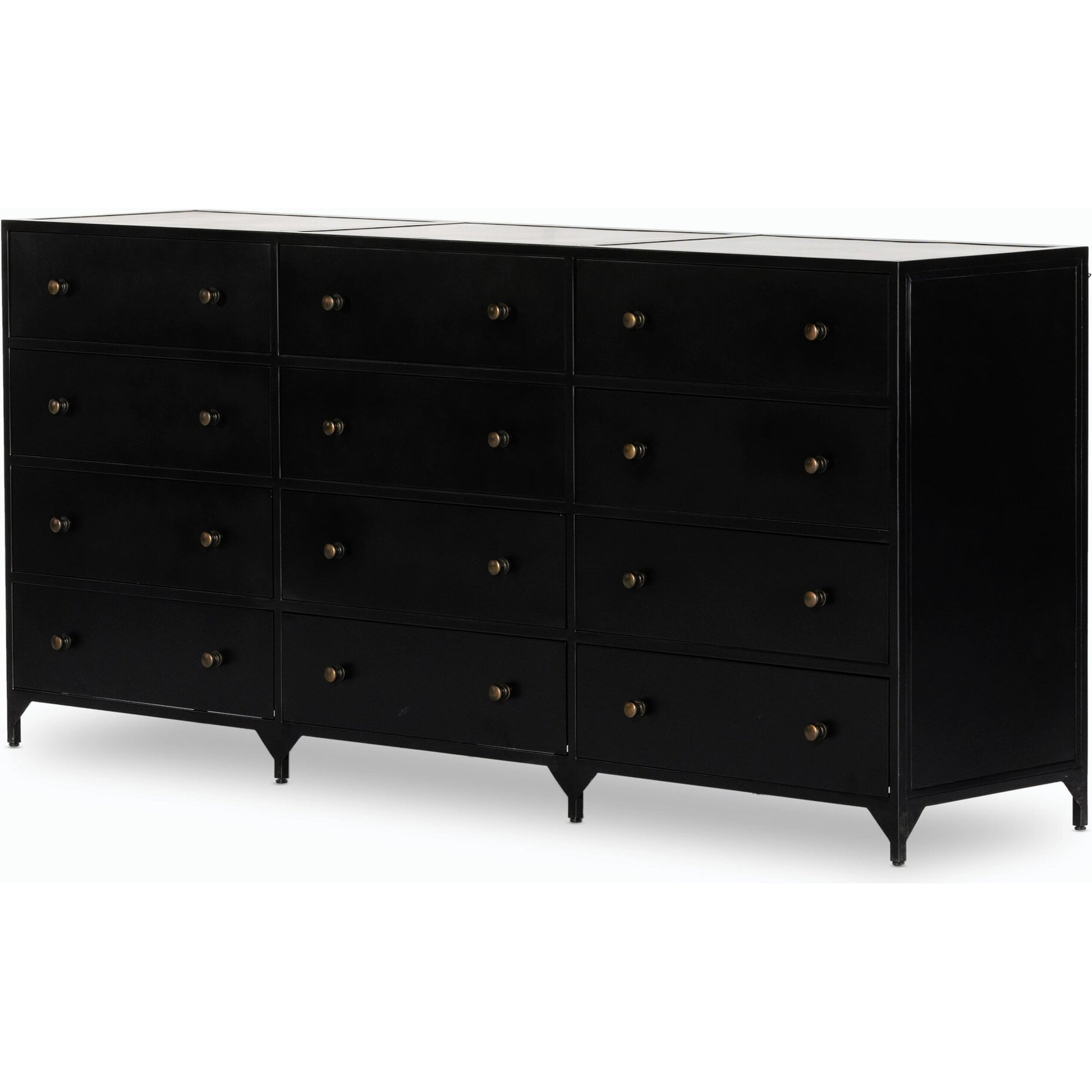 Belmont 12 Drawer Dresser by Four Hands in black. Made from iron in a modern style.
