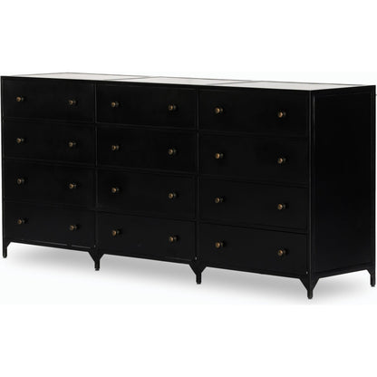 Belmont 12 Drawer Dresser by Four Hands in black. Made from iron in a modern style.