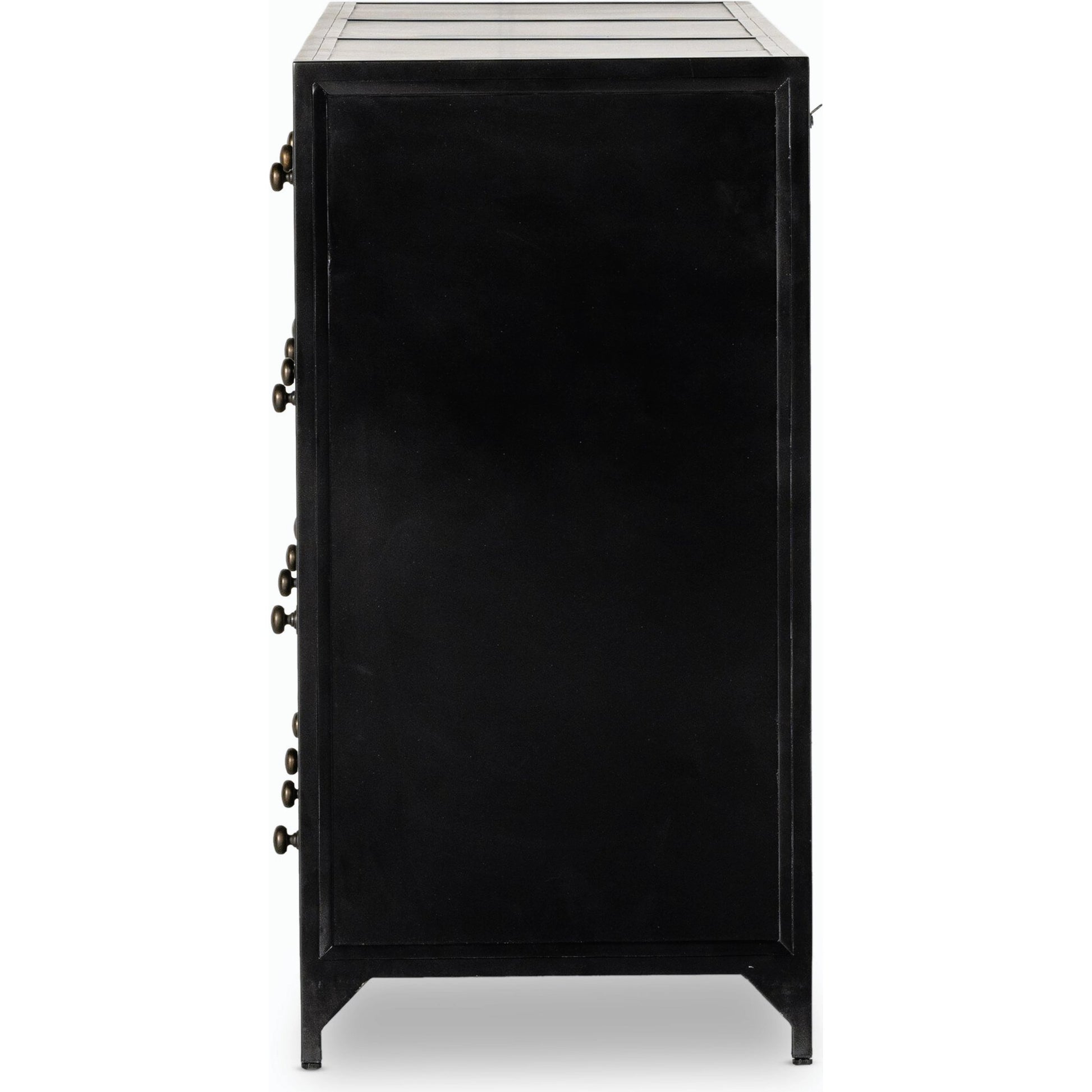 Belmont 12 Drawer Dresser by Four Hands in black. Made from iron in a modern style.