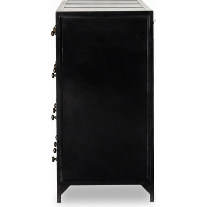 Belmont 12 Drawer Dresser by Four Hands in black. Made from iron in a modern style.