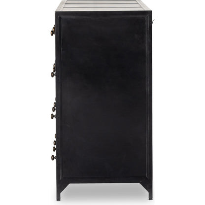 Belmont 12 Drawer Dresser by Four Hands in black. Made from iron in a modern style.