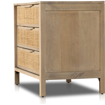 Sydney Large Nightstand by Four Hands. Made from solid mango, cane in a modern style.