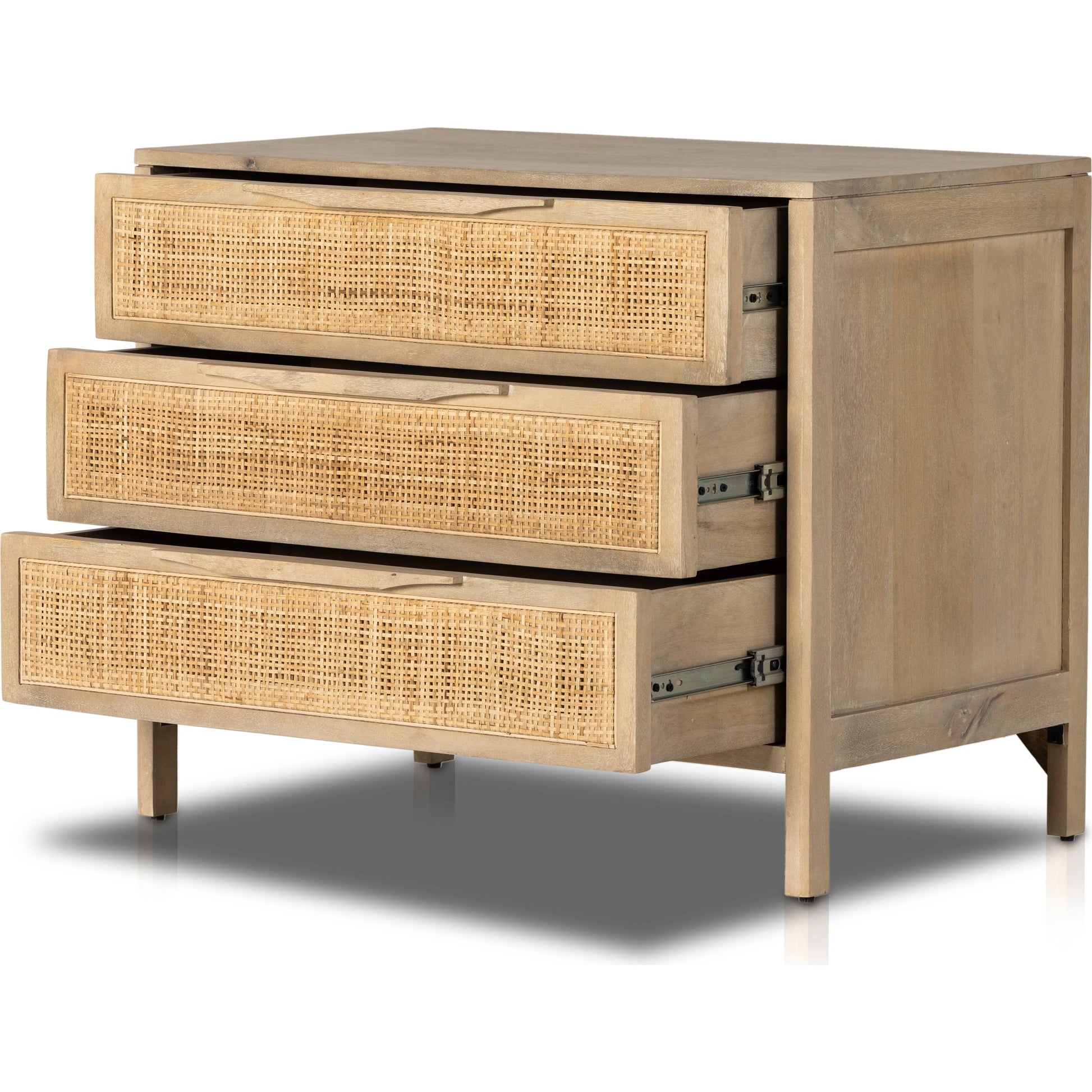 Sydney Large Nightstand by Four Hands. Made from solid mango, cane in a modern style.