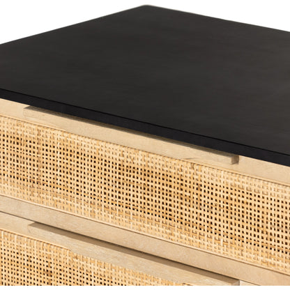 Sydney Large Nightstand by Four Hands. Made from solid mango, cane in a modern style.