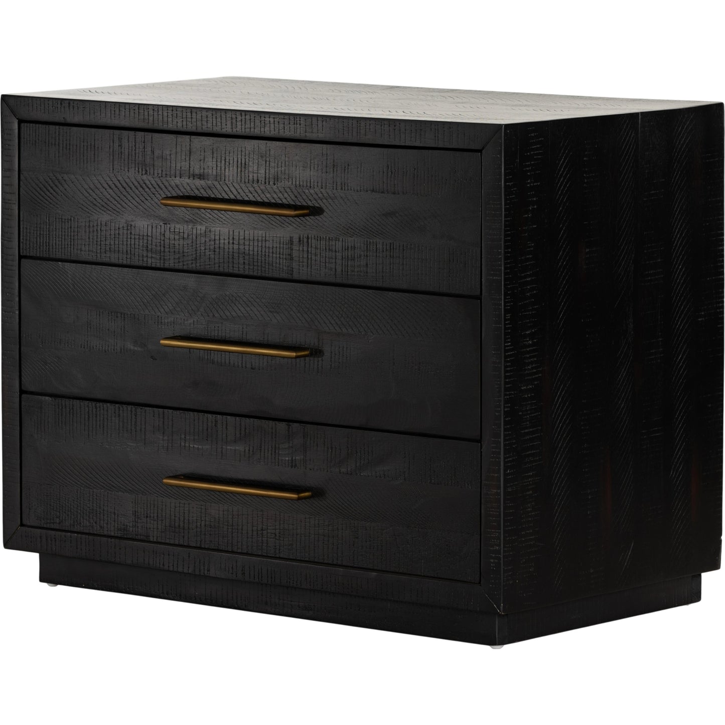 001 SI-1977833 | Primary Silo | Suki Large Nightstand by Four Hands in burnished black. Made from resawn mixed wood in a modern style.
