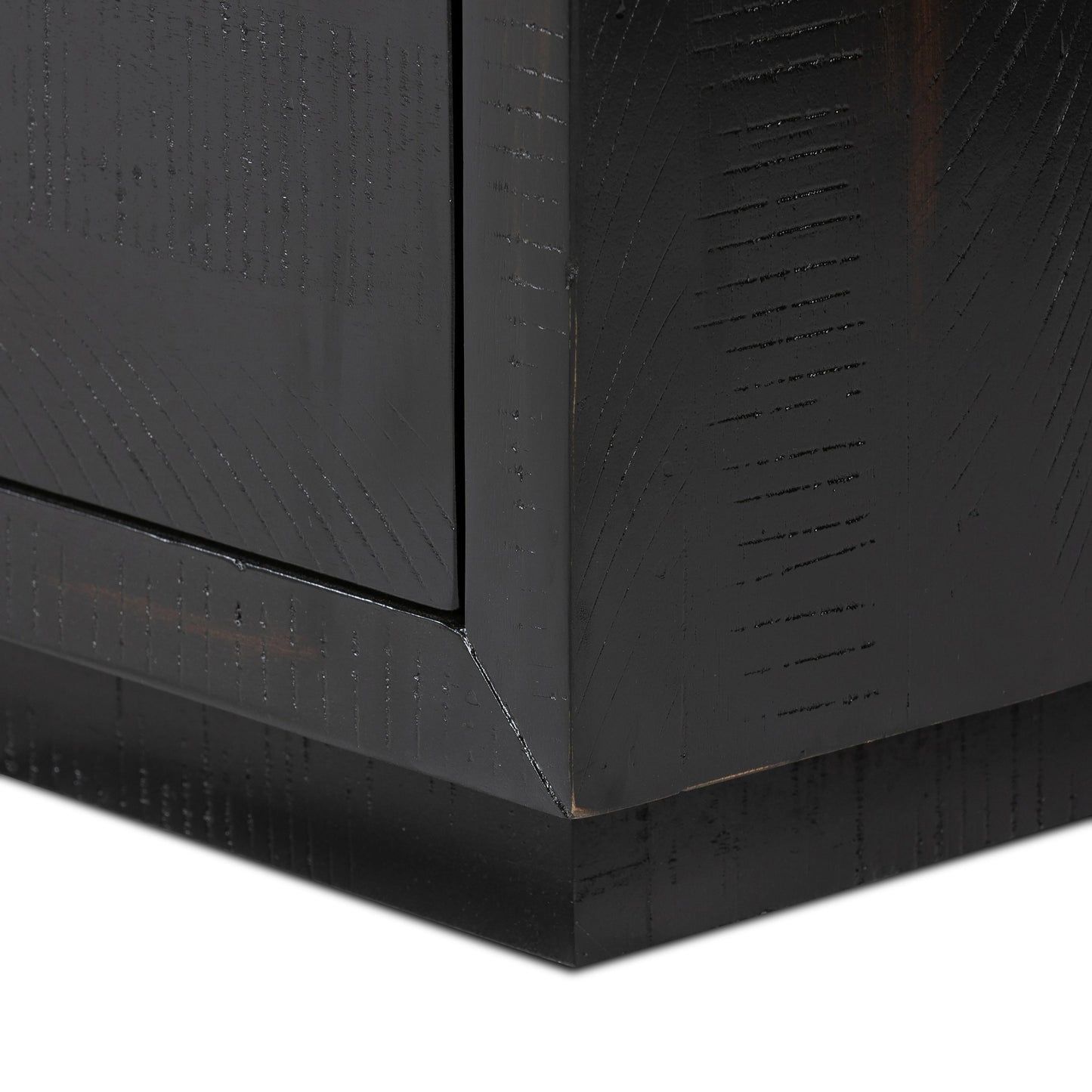 012 SI-1977833 | Closeup | Suki Large Nightstand by Four Hands in burnished black. Made from resawn mixed wood in a modern style.