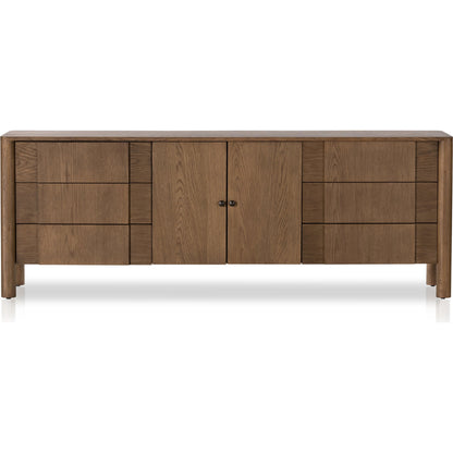 Pollard Media Console by Four Hands. Made from oak veneer, solid oak in a modern style.