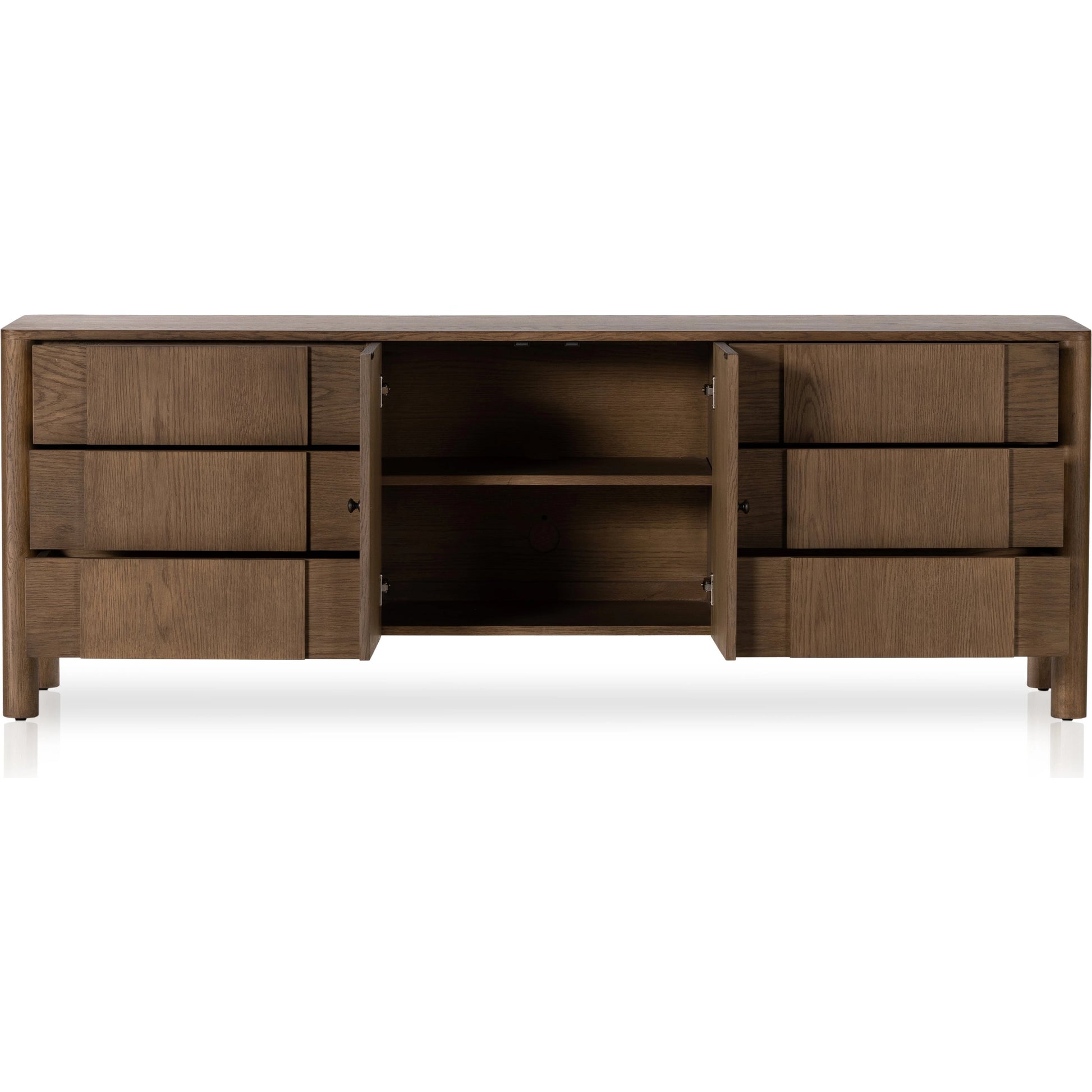 Pollard Media Console by Four Hands. Made from oak veneer, solid oak in a modern style.