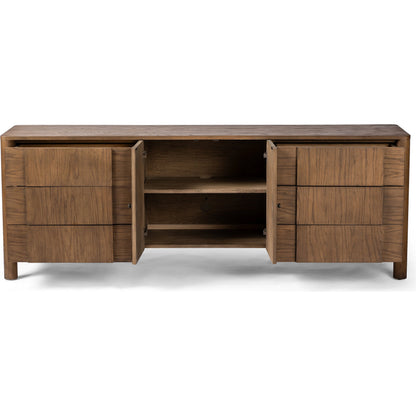 Pollard Media Console by Four Hands. Made from oak veneer, solid oak in a modern style.