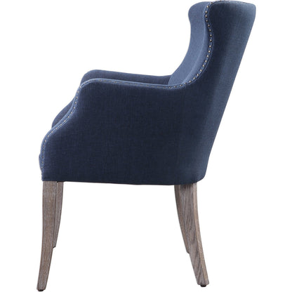 Yareena Chair by Uttermost in blue. Made from oak, plywood, foam, fabric in a transitional style.