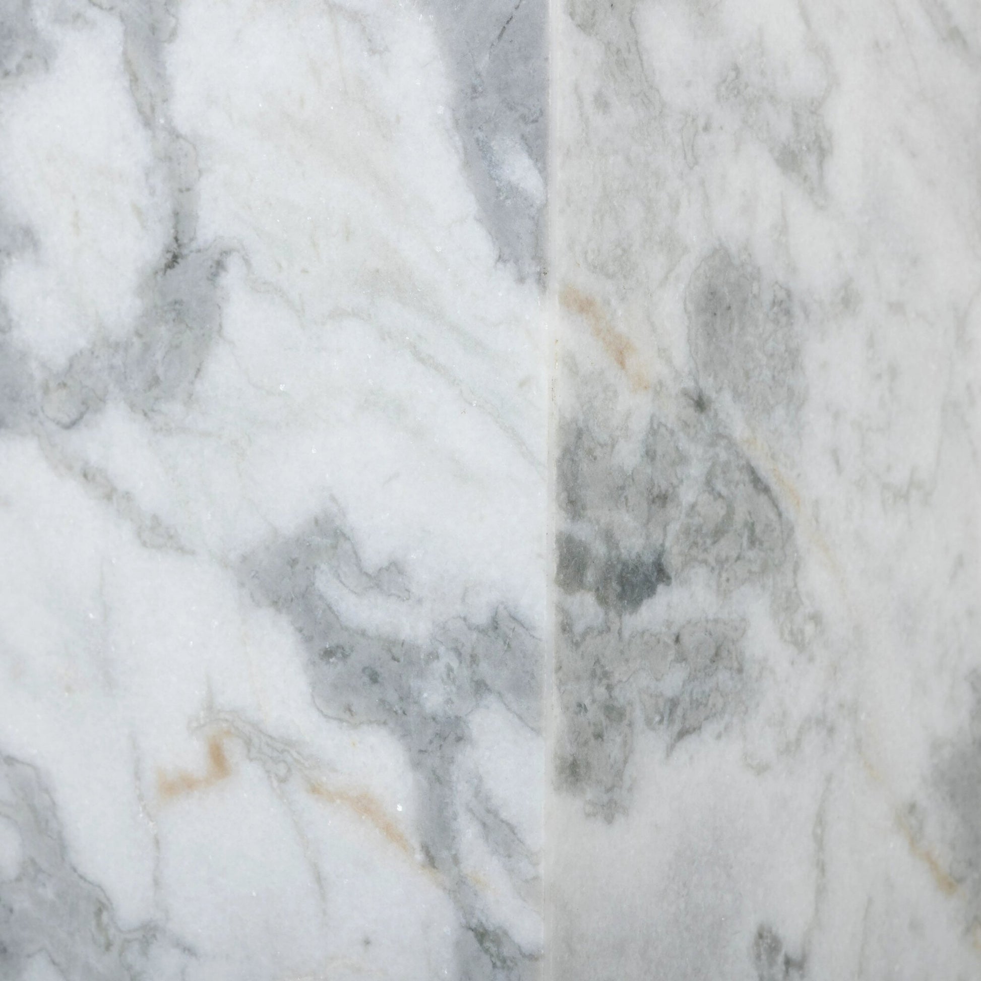 Modern Marble Pedestal by Four Hands in white, grey speckled marble. Made from solid marble, engineered hardwood in a modern style.