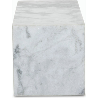 Modern Marble Pedestal by Four Hands in white, grey speckled marble. Made from solid marble, engineered hardwood in a modern style.