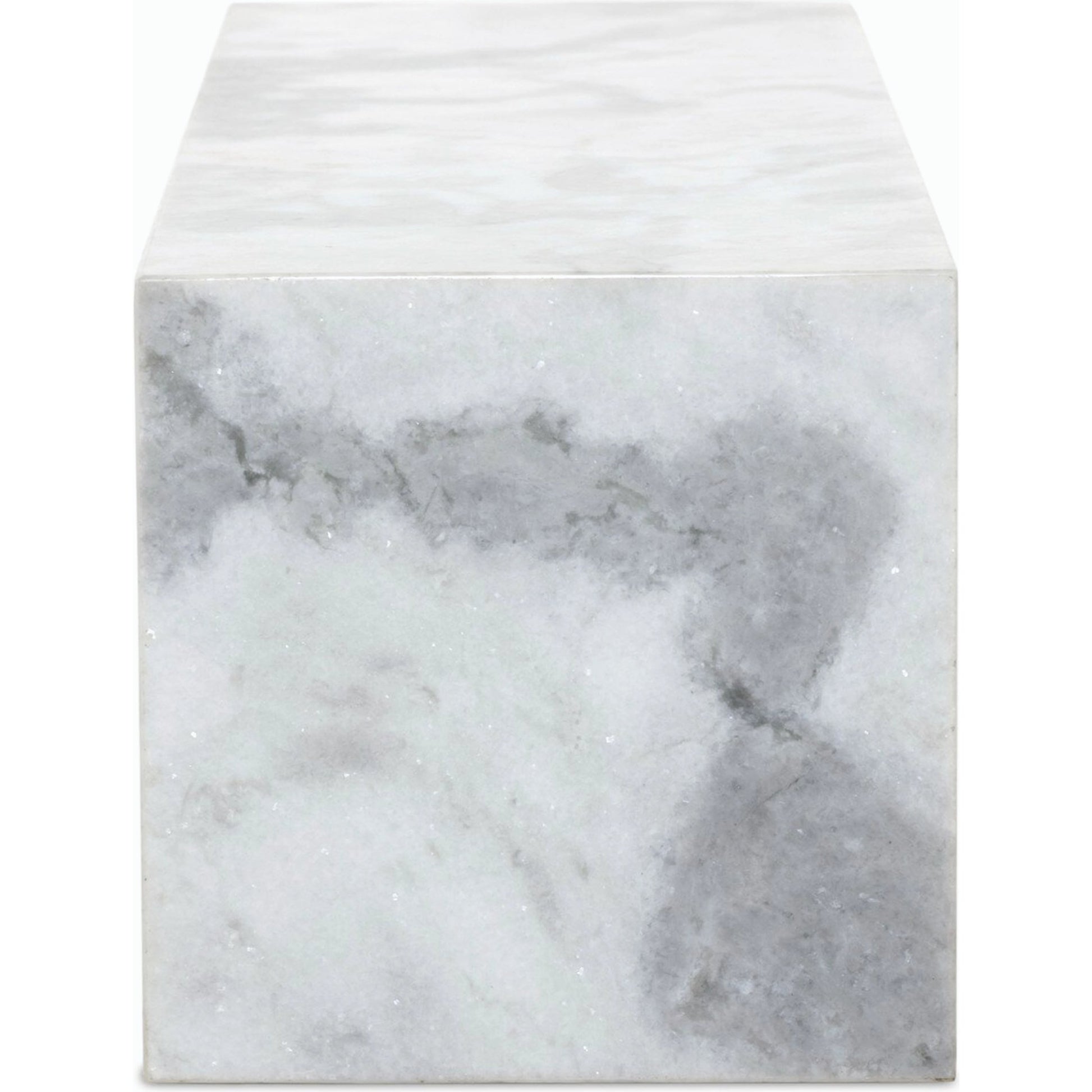 Modern Marble Pedestal by Four Hands in white, grey speckled marble. Made from solid marble, engineered hardwood in a modern style.