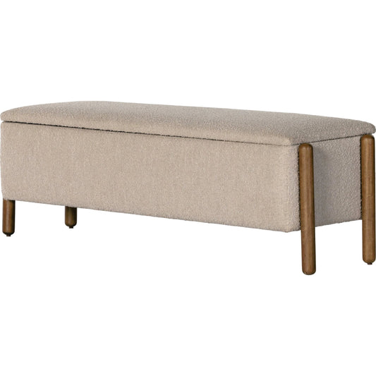 Emma Trunk by Four Hands in knoll sand, weathered sepia. Made from 95% polyester, 5% acrylic, solid parawood, rubberwood plywood in a modern style.