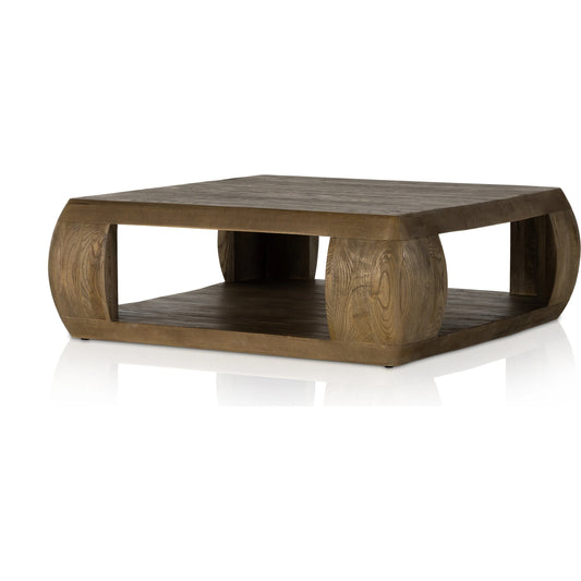 Tessa Coffee Table by Four Hands in dark drift nettlewood. Made from solid nettlewood, poplar eucalyptus plywood in a modern style.