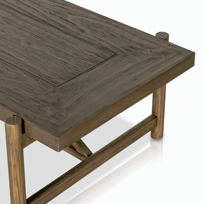 Goldthwaite Coffee Table by Four Hands in sienna brown. Made from solid pine, poplar plywood in a modern style.