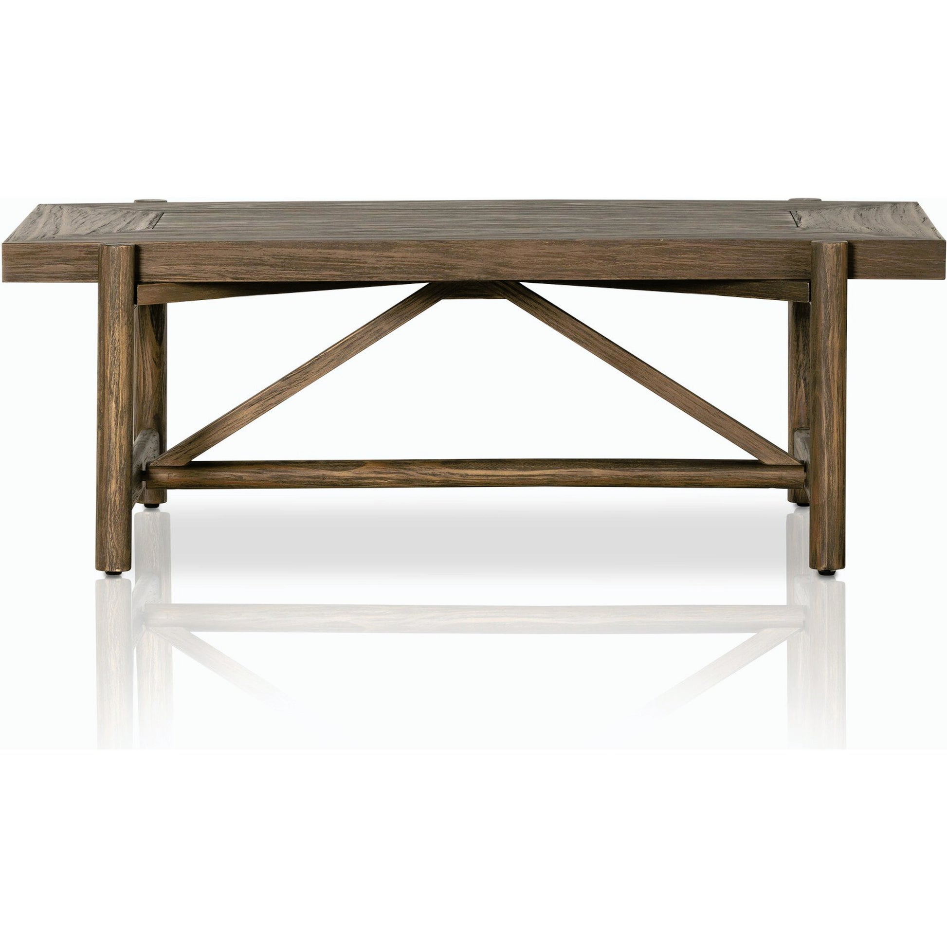 Goldthwaite Coffee Table by Four Hands in sienna brown. Made from solid pine, poplar plywood in a modern style.