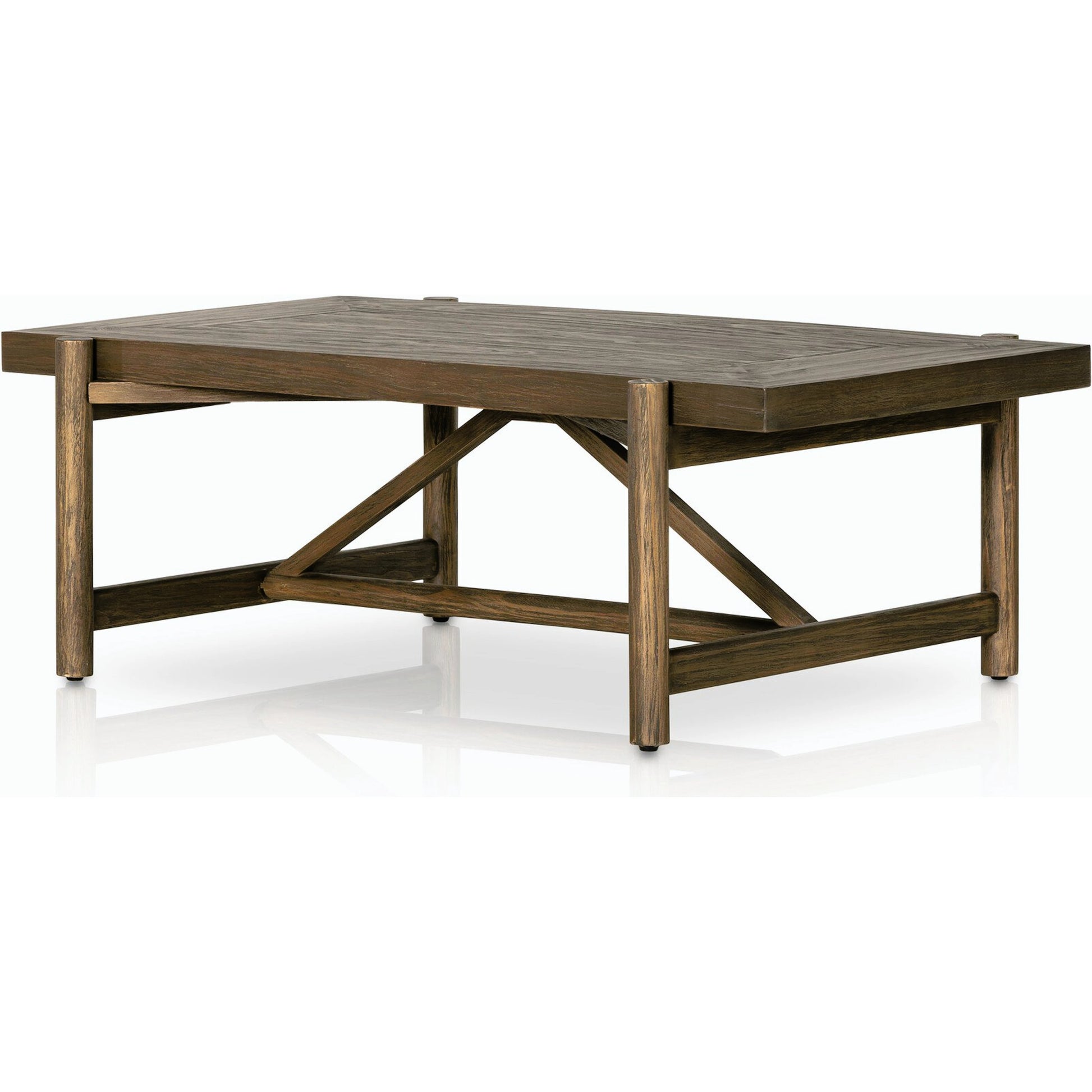 Goldthwaite Coffee Table by Four Hands in sienna brown. Made from solid pine, poplar plywood in a modern style.