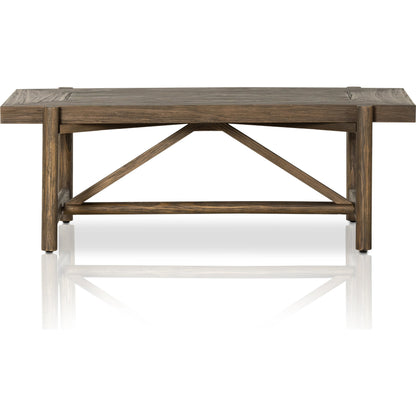 Goldthwaite Coffee Table by Four Hands in sienna brown. Made from solid pine, poplar plywood in a modern style.