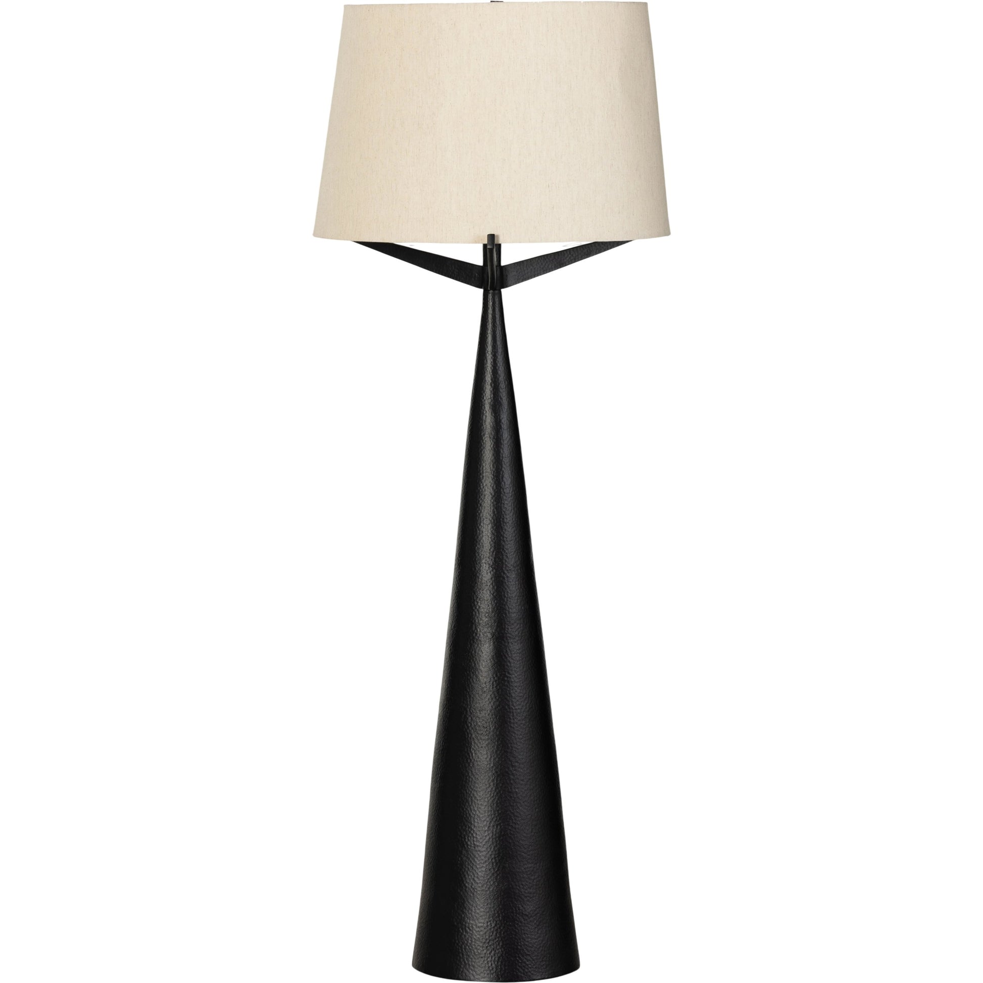 Ziggy Floor Lamp by Four Hands in hammered black. Made from aluminum, 100% cotton, thermoplastic in a modern style.
