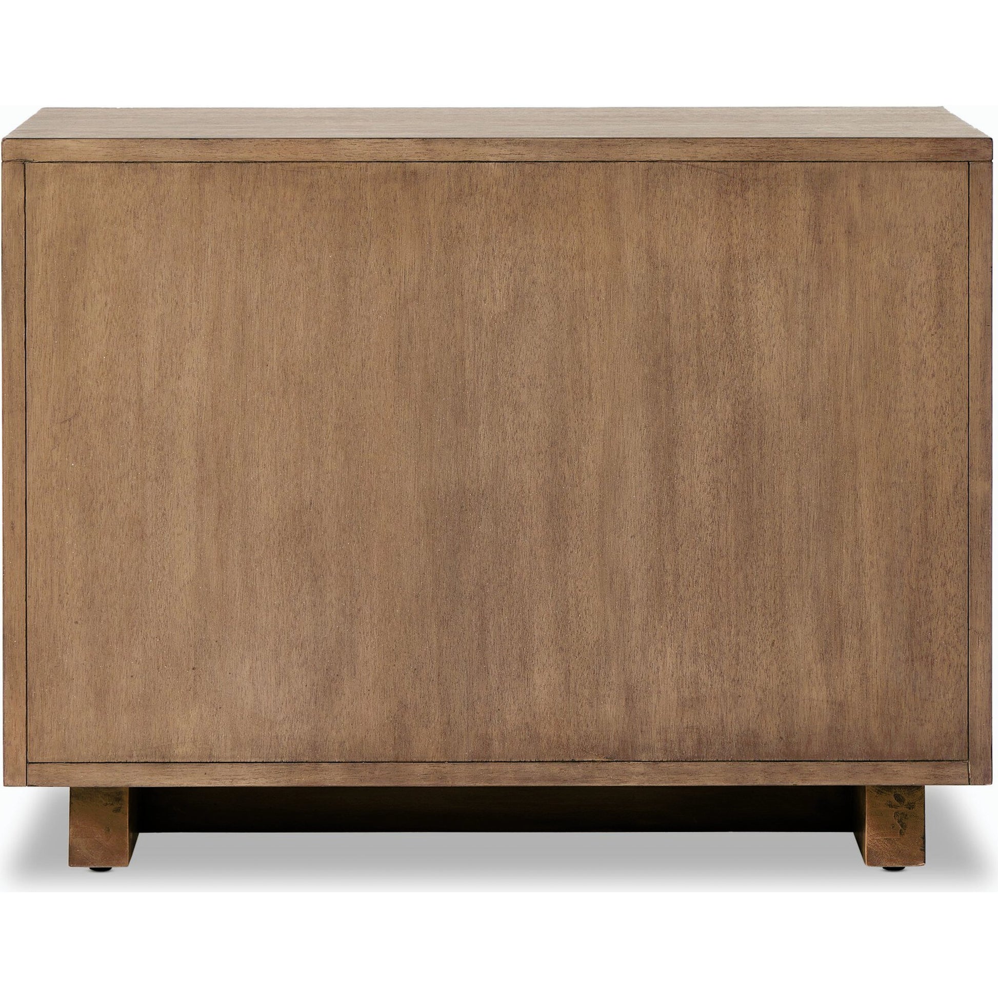 Grove Nightstand by Four Hands in beige painted linen and russet mahogany. Made from mahogany veneer, solid mahogany, painted linen in a modern style.