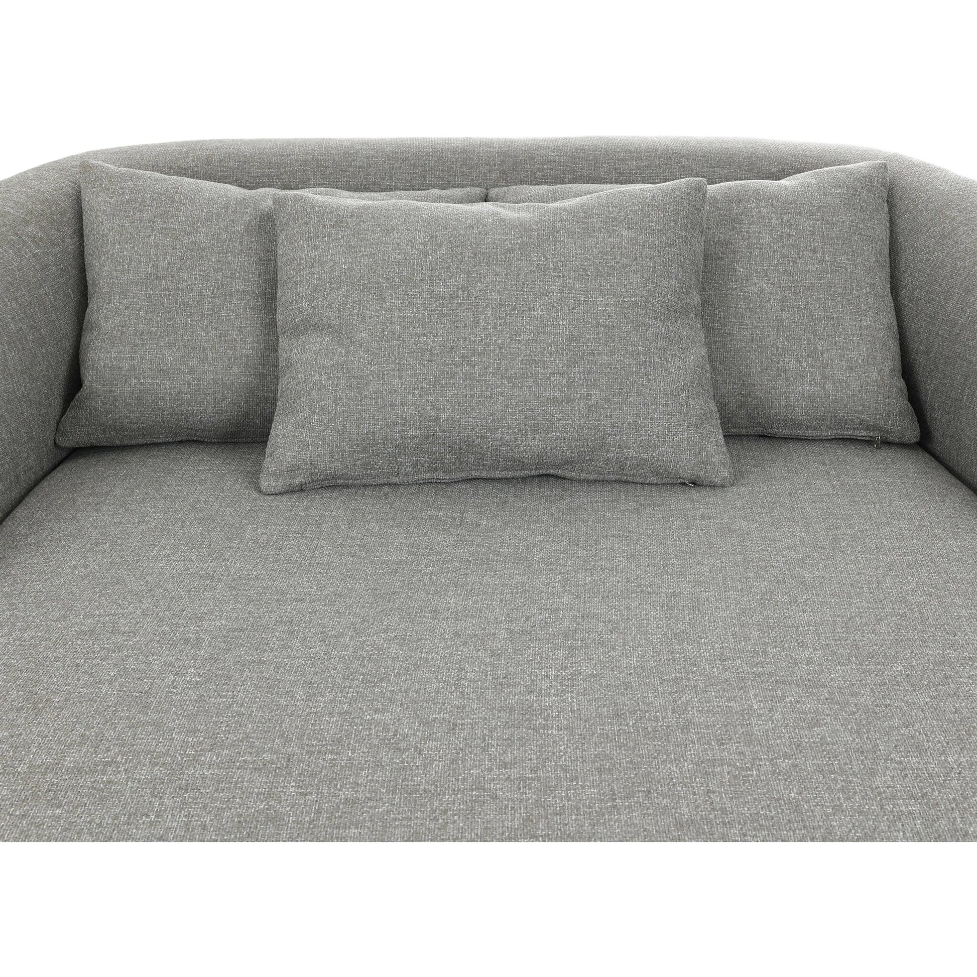 Opal Outdoor Daybed by Four Hands in hayes smoke. Made from 100% olefin, aluminum, 59% polyurethane foam, 30% polyester fiber, 11% polyester fiber batting in a unique style.
