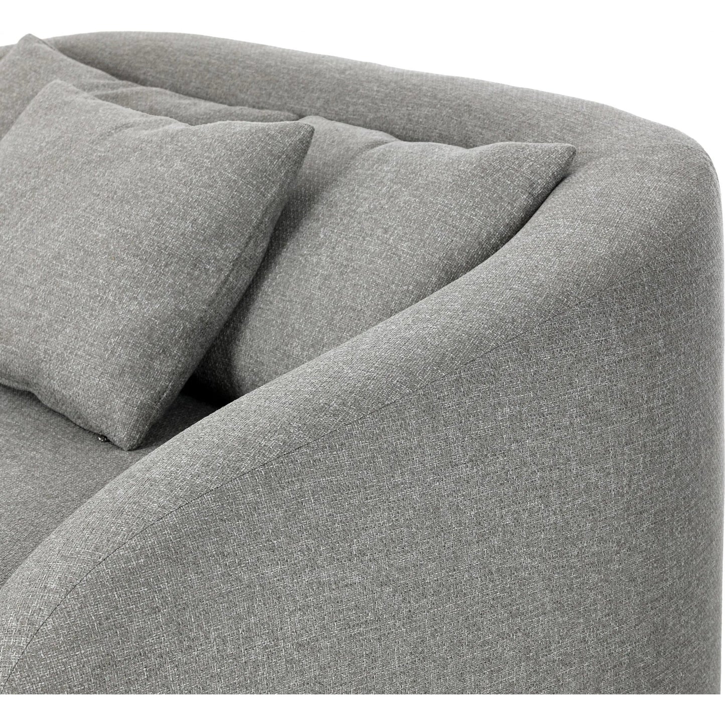 012 SI-2257077 | Closeup | Opal Outdoor Daybed by Four Hands in hayes smoke. Made from 100% olefin, aluminum, 59% polyurethane foam, 30% polyester fiber, 11% polyester fiber batting in a unique style.