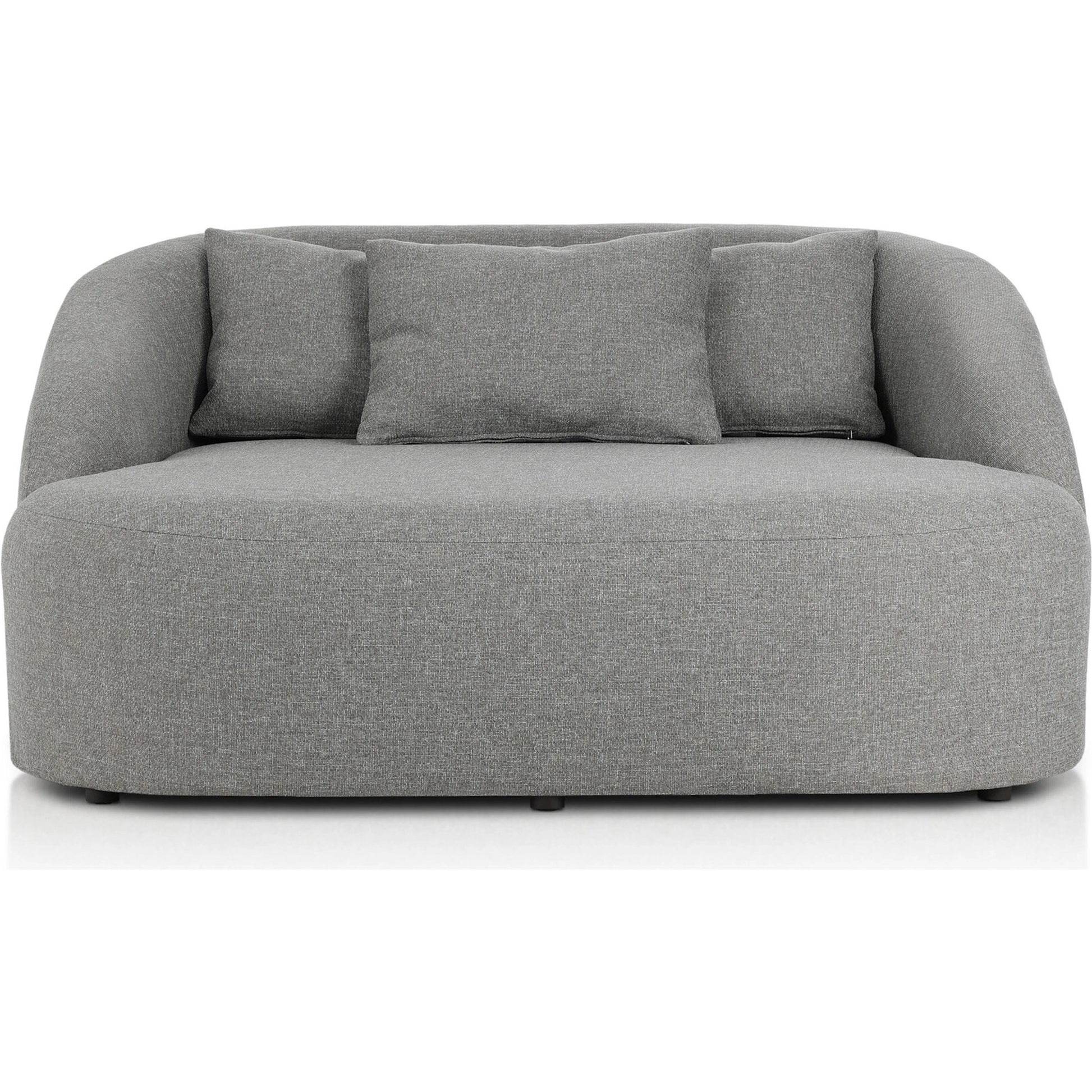 Opal Outdoor Daybed by Four Hands in hayes smoke. Made from 100% olefin, aluminum, 59% polyurethane foam, 30% polyester fiber, 11% polyester fiber batting in a unique style.