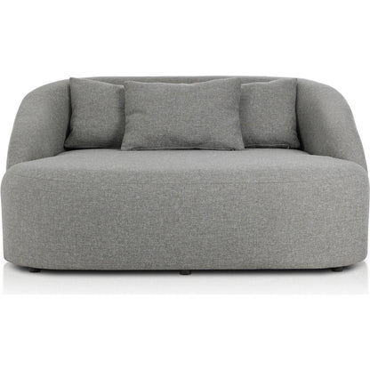 Opal Outdoor Daybed by Four Hands in hayes smoke. Made from 100% olefin, aluminum, 59% polyurethane foam, 30% polyester fiber, 11% polyester fiber batting in a unique style.