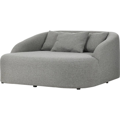 Opal Outdoor Daybed by Four Hands in hayes smoke. Made from 100% olefin, aluminum, 59% polyurethane foam, 30% polyester fiber, 11% polyester fiber batting in a unique style.