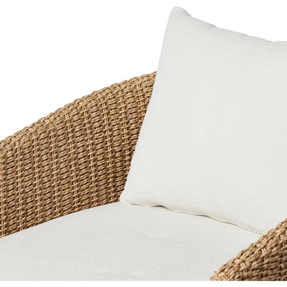 Maven Outdoor Swivel Chair by Four Hands in black hyacinth. Made from 100% polypropylene, 100% polyethylene, 91% polyurethane foam pad, 9% polyester fiber batting in a modern style.