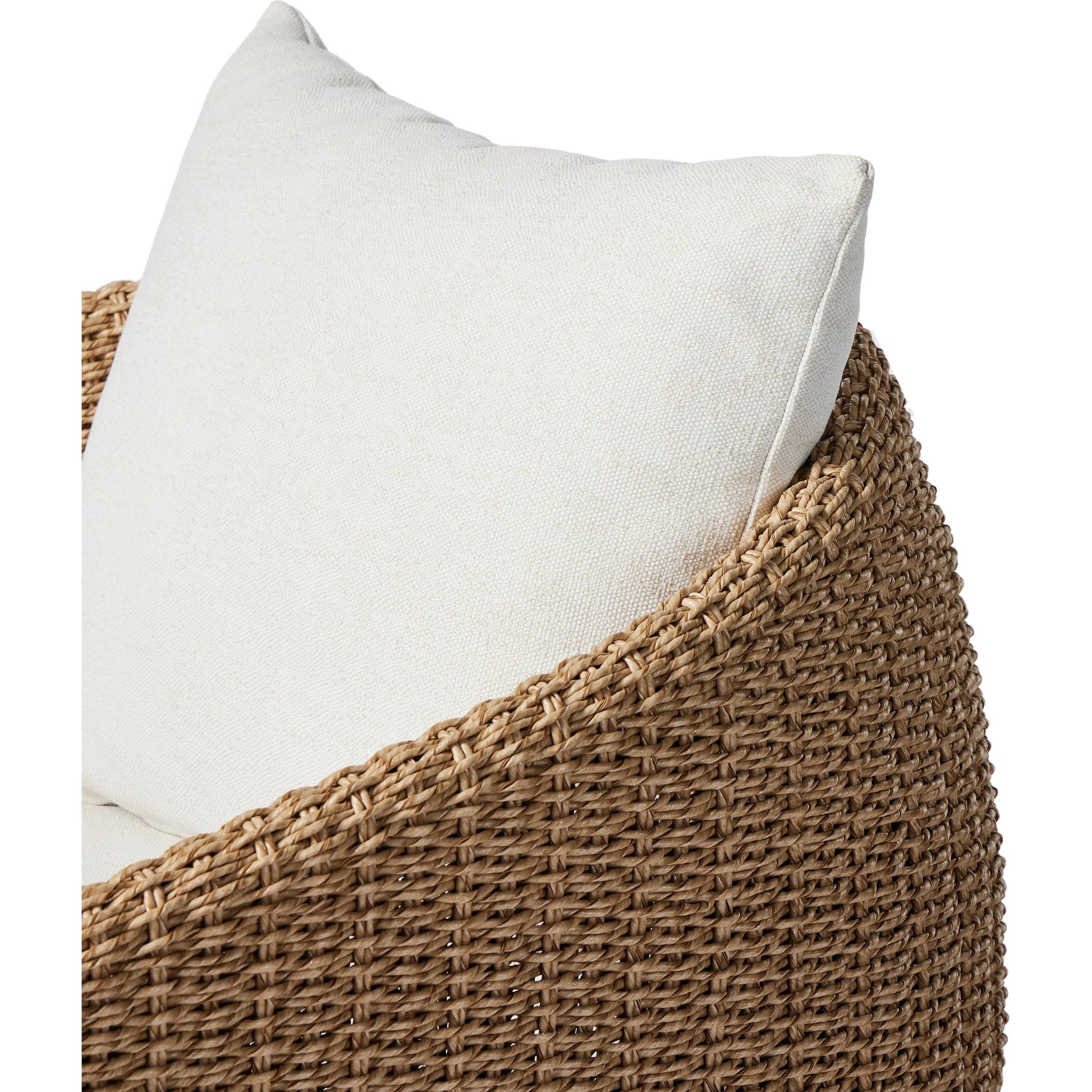 Maven Outdoor Swivel Chair by Four Hands in black hyacinth. Made from 100% polypropylene, 100% polyethylene, 91% polyurethane foam pad, 9% polyester fiber batting in a modern style.