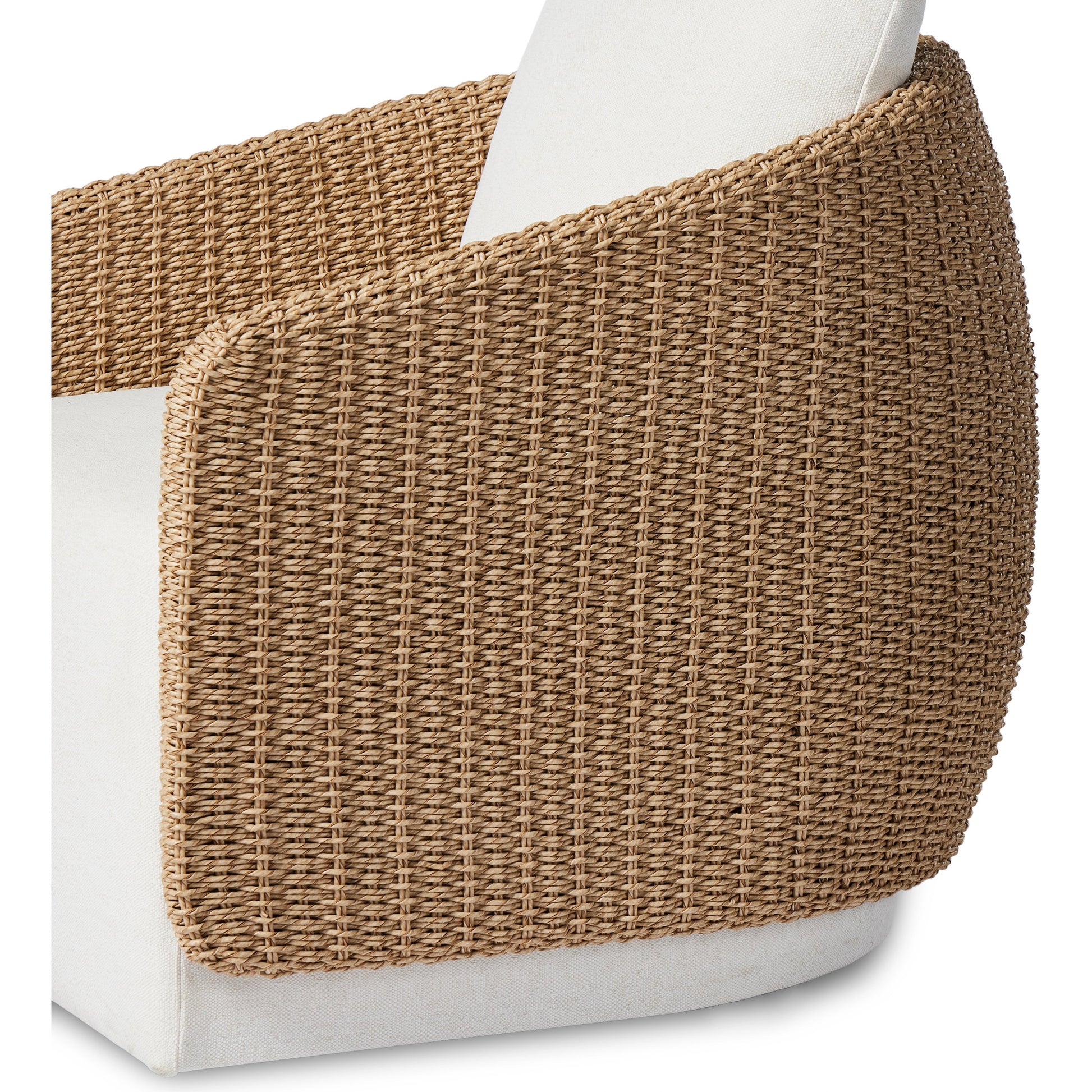 Maven Outdoor Swivel Chair by Four Hands in black hyacinth. Made from 100% polypropylene, 100% polyethylene, 91% polyurethane foam pad, 9% polyester fiber batting in a modern style.