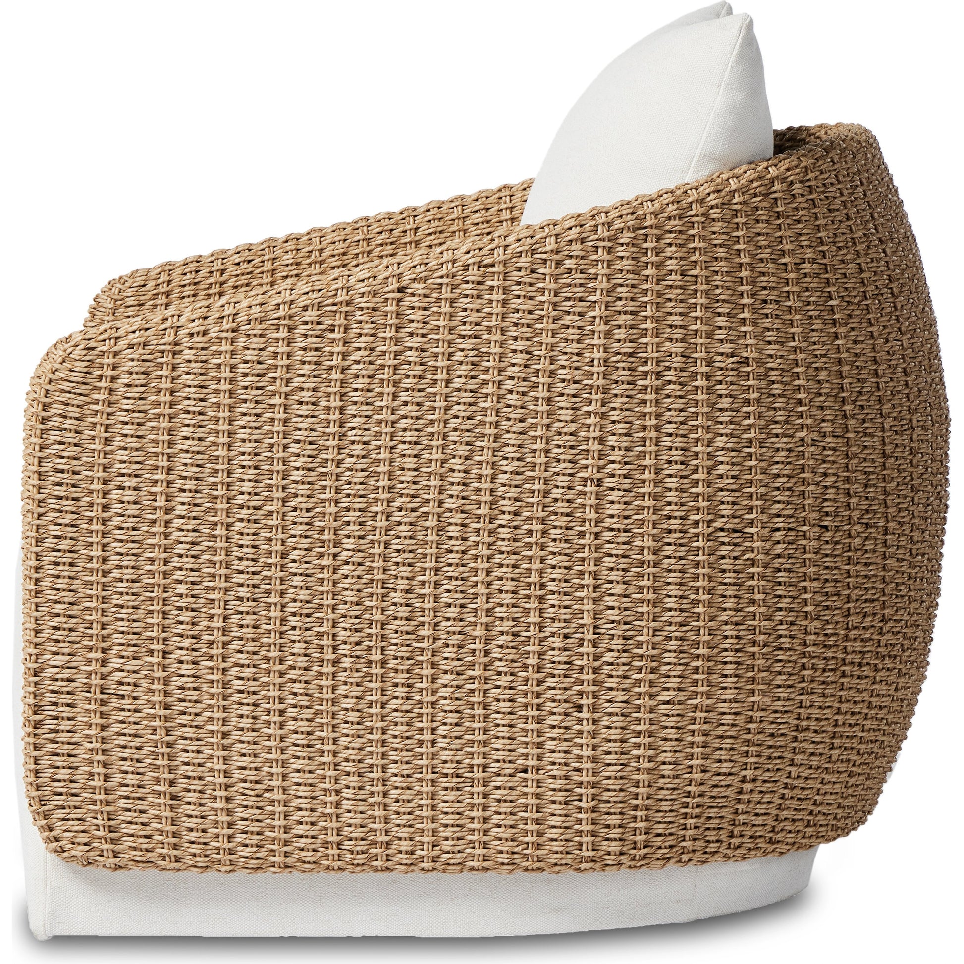 Maven Outdoor Swivel Chair by Four Hands in black hyacinth. Made from 100% polypropylene, 100% polyethylene, 91% polyurethane foam pad, 9% polyester fiber batting in a modern style.