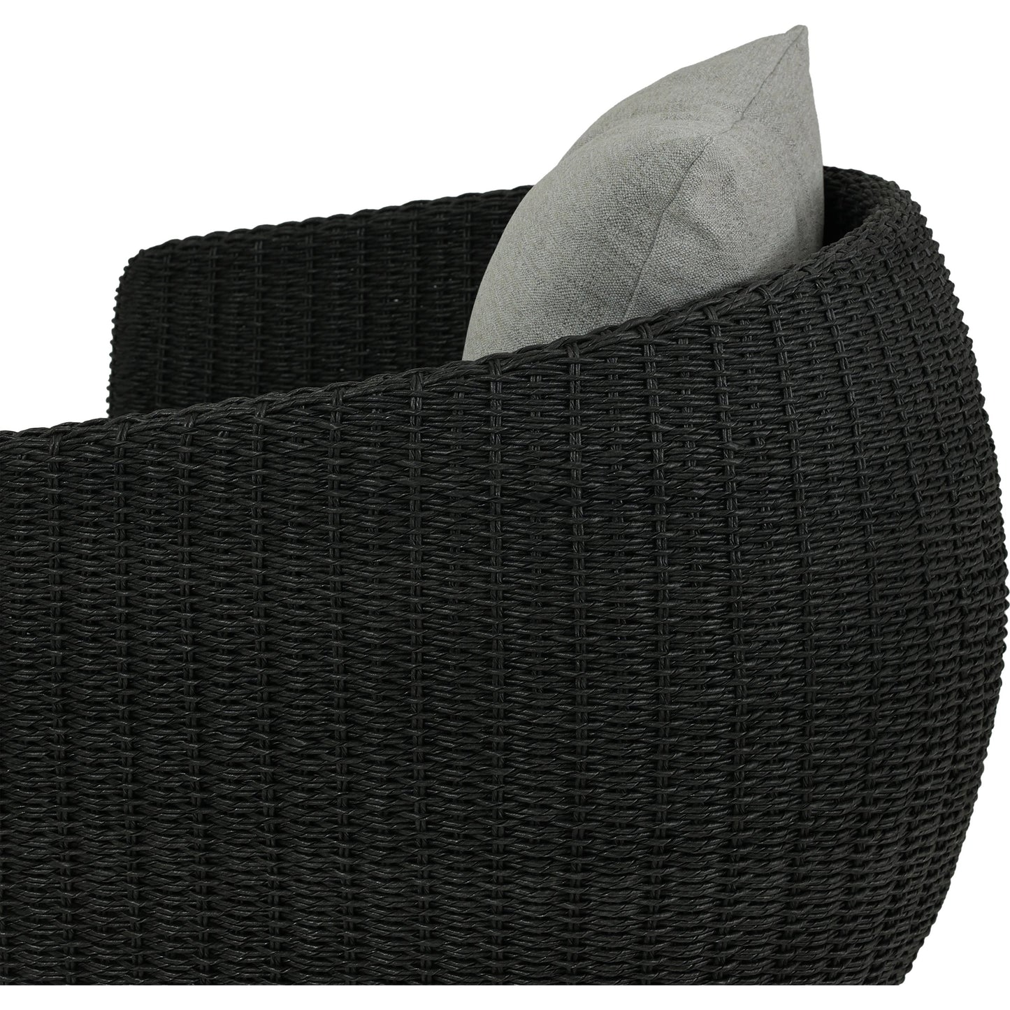 018 SI-2092720 | Additional Silo | Maven Outdoor Swivel Chair by Four Hands in black hyacinth. Made from 100% polypropylene, 100% polyethylene, 91% polyurethane foam pad, 9% polyester fiber batting in a modern style.