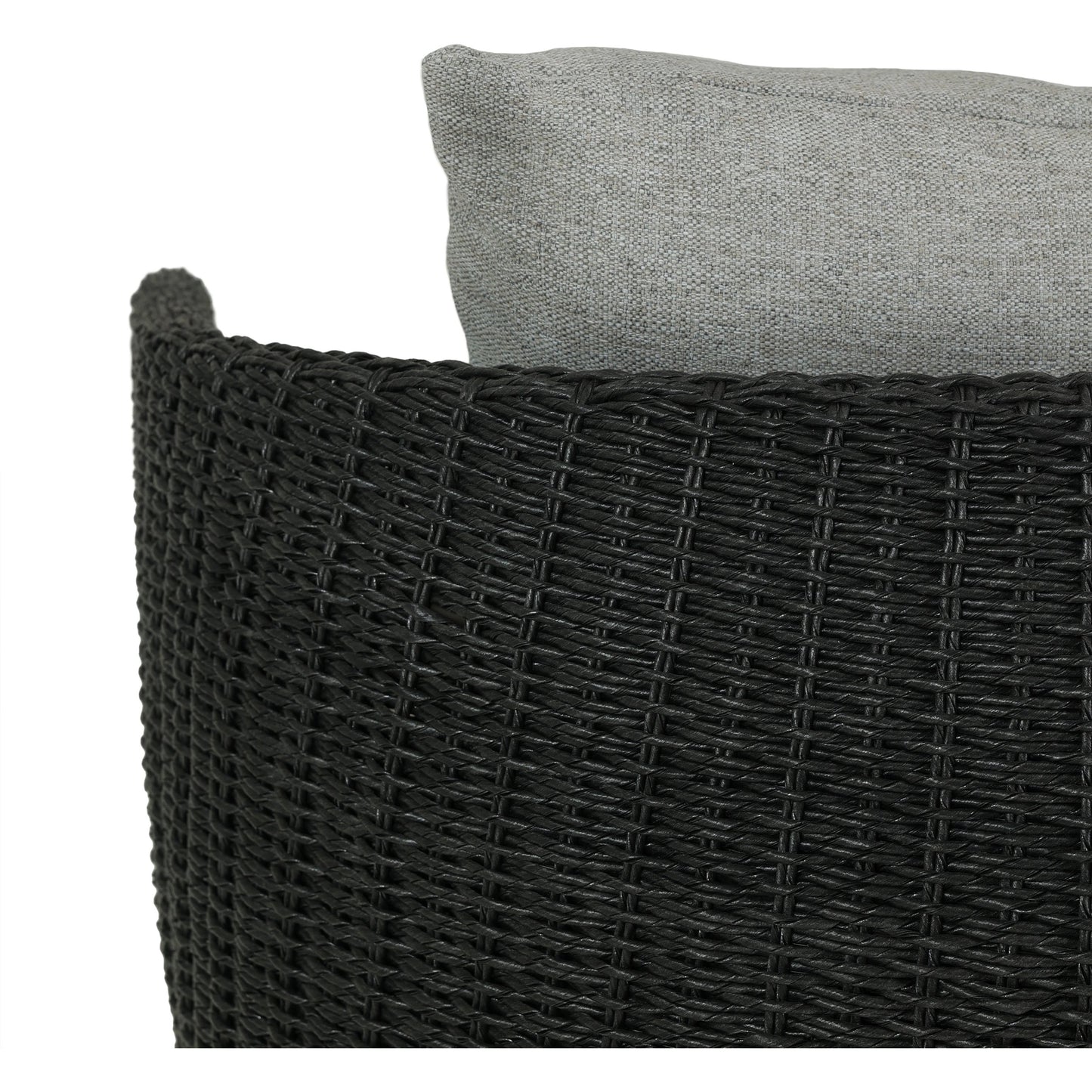 019 SI-2092720 | Additional Silo | Maven Outdoor Swivel Chair by Four Hands in black hyacinth. Made from 100% polypropylene, 100% polyethylene, 91% polyurethane foam pad, 9% polyester fiber batting in a modern style.