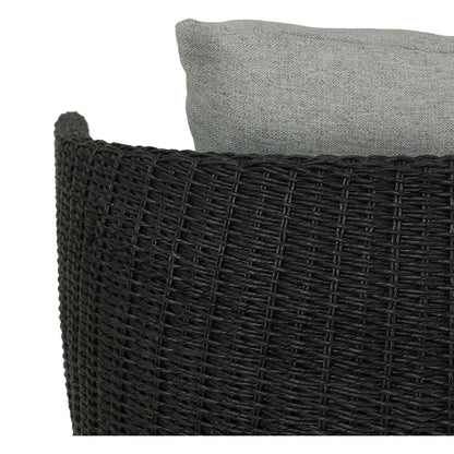 Maven Outdoor Swivel Chair by Four Hands in black hyacinth. Made from 100% polypropylene, 100% polyethylene, 91% polyurethane foam pad, 9% polyester fiber batting in a modern style.