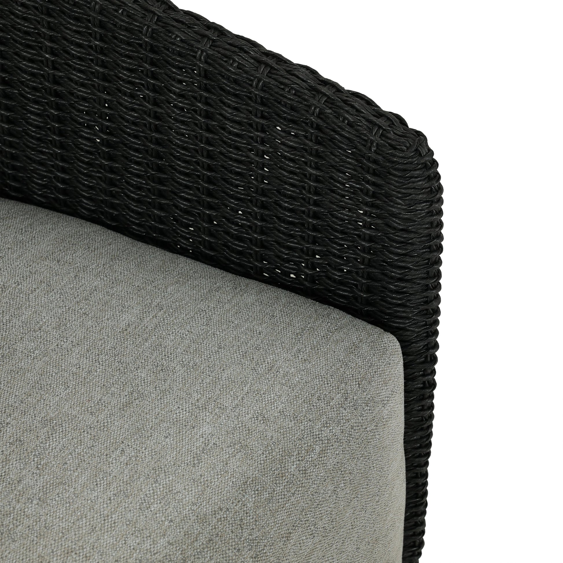 Maven Outdoor Swivel Chair by Four Hands in black hyacinth. Made from 100% polypropylene, 100% polyethylene, 91% polyurethane foam pad, 9% polyester fiber batting in a modern style.