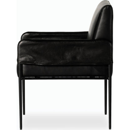 Brickel Dining Armchair by Four Hands in light taupe. Made from 100% polyester, iron, 93% polyurethane foam pad, 7% polyester fiber batting in a modern style.