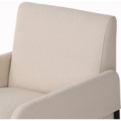 Brickel Dining Armchair by Four Hands in light taupe. Made from 100% polyester, iron, 93% polyurethane foam pad, 7% polyester fiber batting in a modern style.