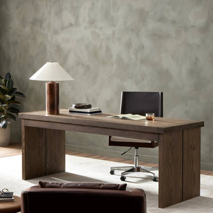 Warby Desk by Four Hands in worn oak. Made from oak veneer in a modern style.
