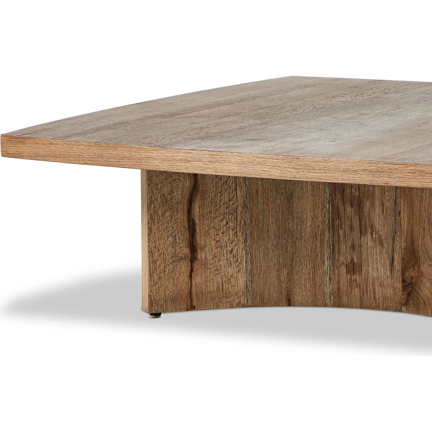 008 SI-2137241 | Closeup | Brinton Square Coffee Table by Four Hands in rustic oak. Made from thick oak veneer, engineered hardwood in a modern style.