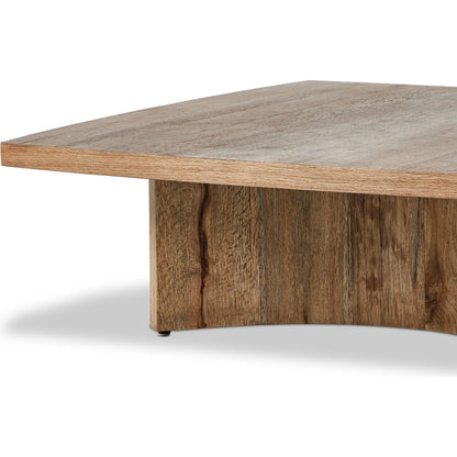 Brinton Square Coffee Table by Four Hands in rustic oak. Made from thick oak veneer, engineered hardwood in a modern style.