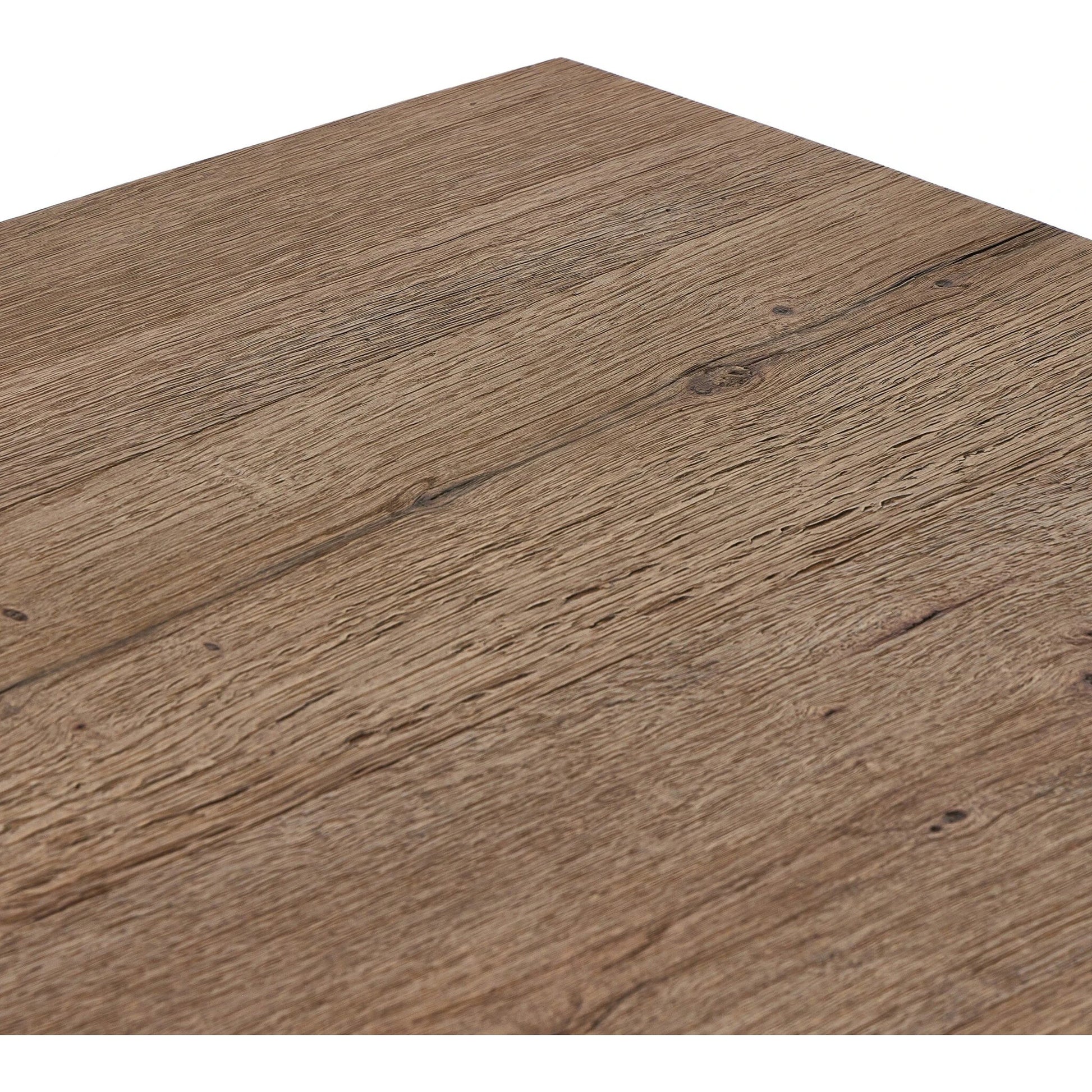 Brinton Square Coffee Table by Four Hands in rustic oak. Made from thick oak veneer, engineered hardwood in a modern style.